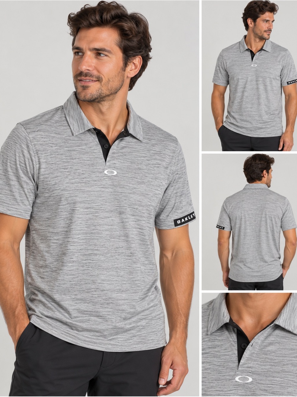 Oakley Gray Heather Performance Golf Polo Shirt Men’s 2XL Regular Fit